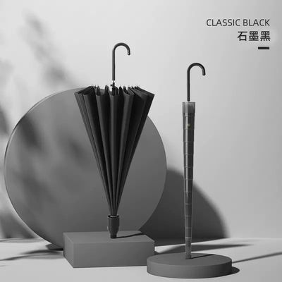 190T Πονγκί Πιεστικότητα Τύπου Λογότυπο Μακρύ λαβή Καθαρή ομπρέλα για επαγγελματικά δώρα