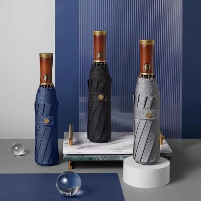 X315 ξύλινο σχεδιασμό ανδρών αυτόματη αδιάβροχη τριπλή ομπρέλα προσαρμοσμένο χρώμα