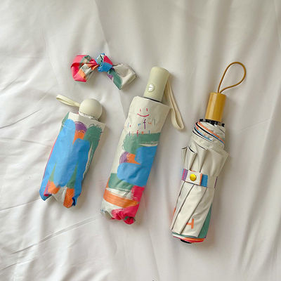 Υλικό ύφασμα πολυεστέρα 190T ημι-αυτόματη Paraguas UV Mini ομπρέλα για εξωτερικούς χώρους