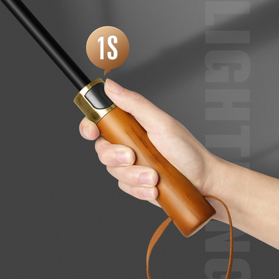 190T Pongee Long Handle 3 Fold Wood Handle Παντελονιστική ομπρέλα άνεμου για άνδρες