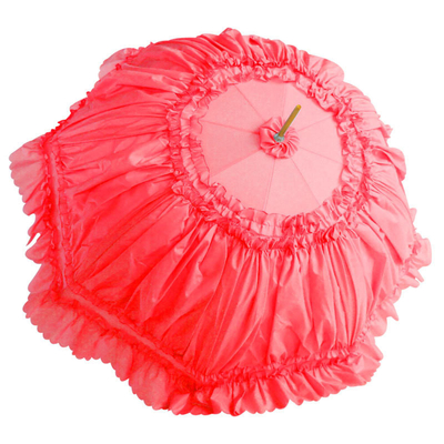 8K Steel Ribs Semi Automatic Princess Lace Umbrellas για γυναίκες Ροζ χρώμα Προσαρμοσμένο λογότυπο
