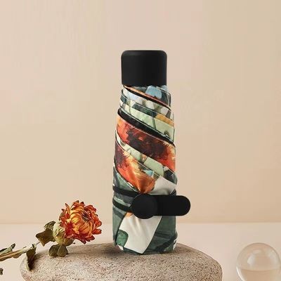 Χρυσό επιχρισμένο μεταλλικό άξονα Diy ομπρέλα Ιαπωνικό και Κορεάτικο στυλ 5 Fold Mini UV τσέπη