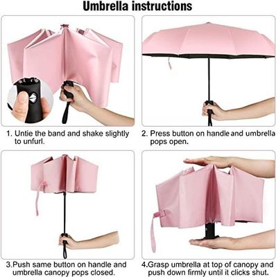 Μεταλλικός άξονας Ροζ ταξιδιωτική ομπρέλα για γυναίκες ηλιακή ομπρέλα ελαφρύ αυτόματο άνοιγμα