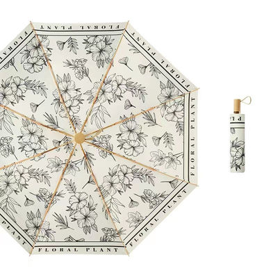 Κλασικό Στυλ Κινέζικης Εκτύπωσης Λουλουδιών ξύλινη λαβή 3 διπλές ομπρέλες για γαμήλια διακόσμηση