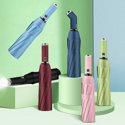 Επιστρέφουσα λαμπτήρα LED χειριστήρα αυτόματη αναδιπλούμενη ομπρέλα για ταξίδια και διαφήμιση