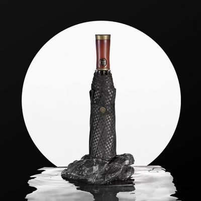 X315 ξύλινο σχεδιασμό ανδρών αυτόματη αδιάβροχη τριπλή ομπρέλα προσαρμοσμένο χρώμα