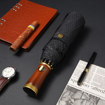 Πληροφοριακή ομπρέλα για άνδρες X315 BSCI αυτόματη αδιάβροχη πολυτελή χρυσή ξύλινη λαβή