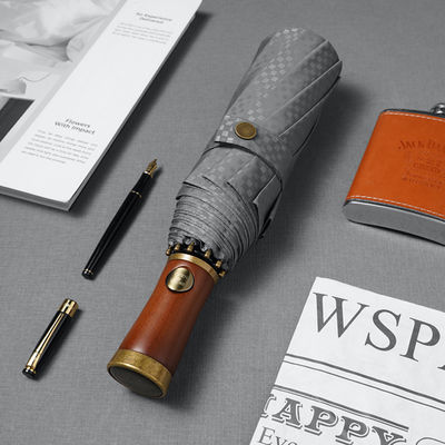 Πληροφοριακή ομπρέλα για άνδρες X315 BSCI αυτόματη αδιάβροχη πολυτελή χρυσή ξύλινη λαβή