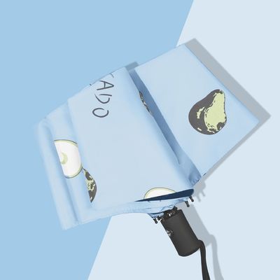 Μεταλλικός άξονας Ηλιόλουστη βροχή Δημιουργική ηλιακή ομπρέλα με τυπωμένο λογότυπο και χειροκίνητο έλεγχο