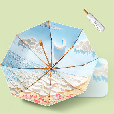 Ζωγραφική με λάδι Φωτεινή πολυτέλεια Σειρά Τρεις Πτυχών Τριώδης Ιρίδα Ομπρέλα σε κλασικό στυλ σχεδιασμού