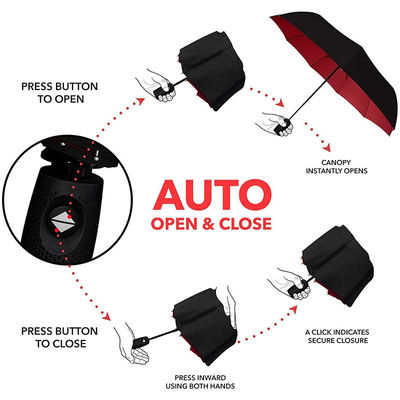 Χρυσό επικαλυμμένο αλουμινένιο άξονα βαθμού αυτόματη διαφήμιση δώρα τρεις αναδιπλούμενες ομπρέλες