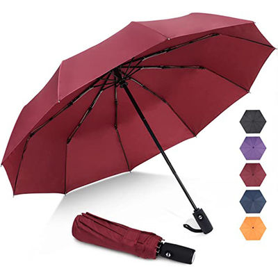 Προσαρμοσμένο λογότυπο Τρία τμήματα αναδιπλούμενη ομπρέλα βροχή και ήλιος διπλό- χάλυβα σχεδιασμός άξονα