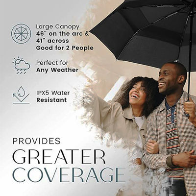 Προσαρμοσμένο λογότυπο Διπλή αναδιπλούμενη ομπρέλα Ένα κλικ Ανοιχτή ταξιδιωτική ομπρέλα για διαφήμιση δώρο