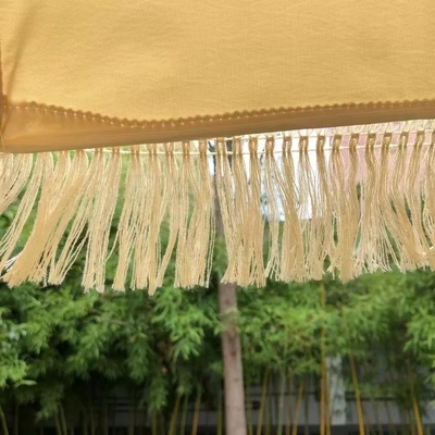 16K Vintage Boho ξύλινος στύλος καμβάς κίτρινος άκρος ήλιος εξωτερικές ομπρέλες παραλία ομπρέλες με μαντήλες
