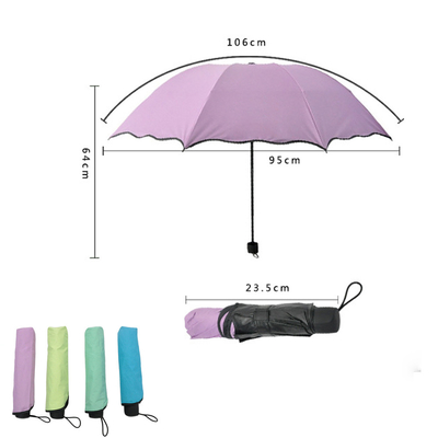 Ευέλικτη αλυσίδα εφοδιασμού Αδιάβροχο UV Block 3Fold Compact Umbrella Προσαρμοσμένο λογότυπο Τυπωμένο